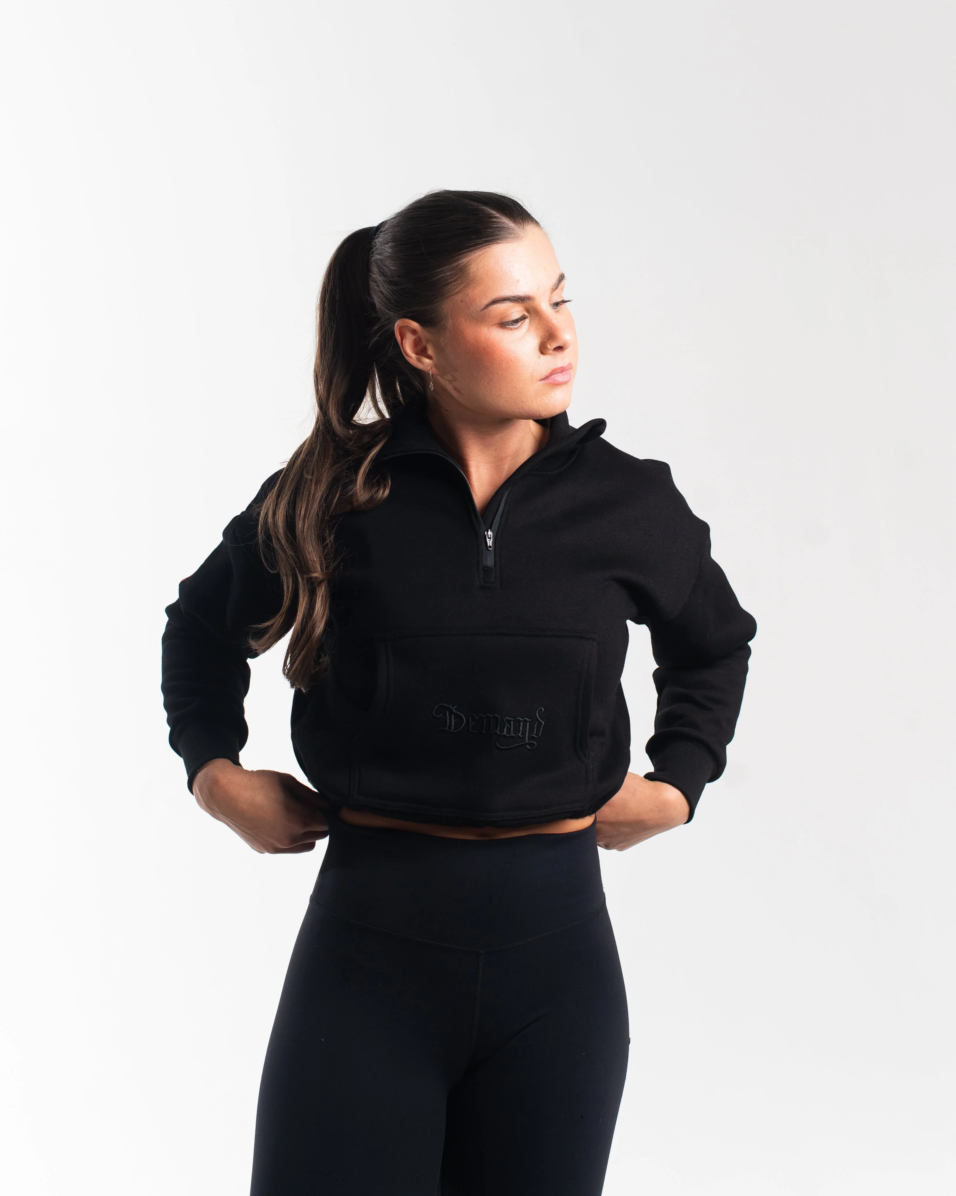 Script Cropped Quarter Zip - Stealth - Image 3