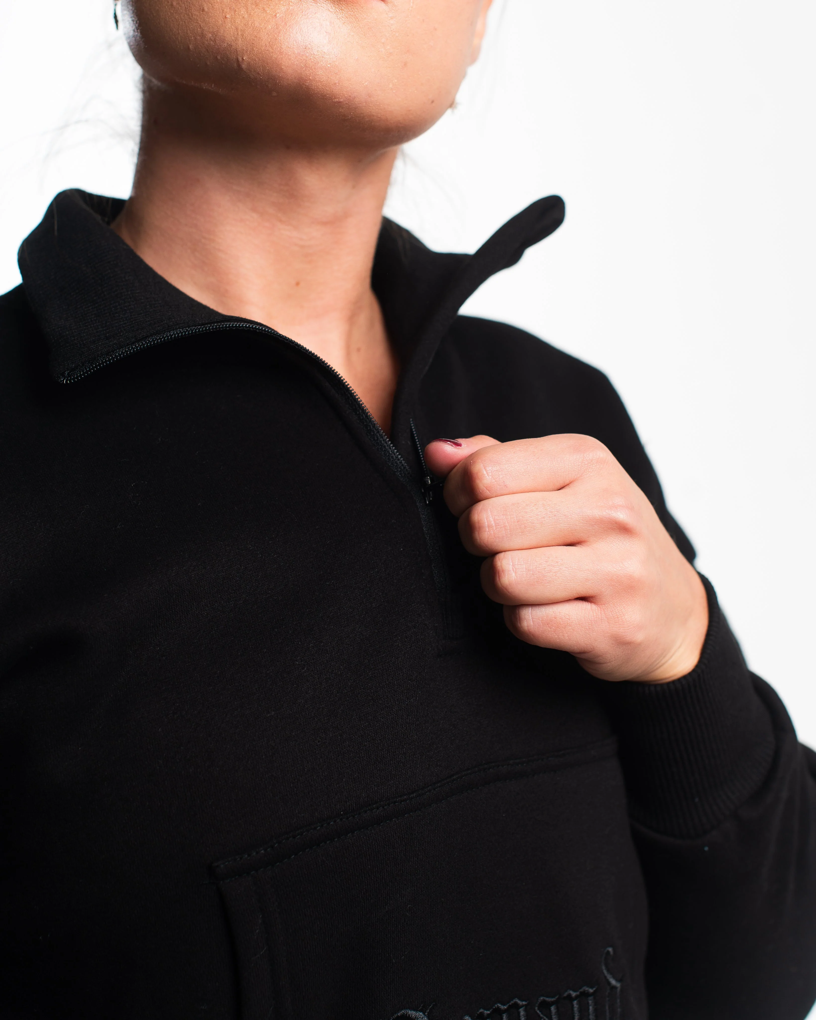 Script Cropped Quarter Zip - Stealth - Image 5