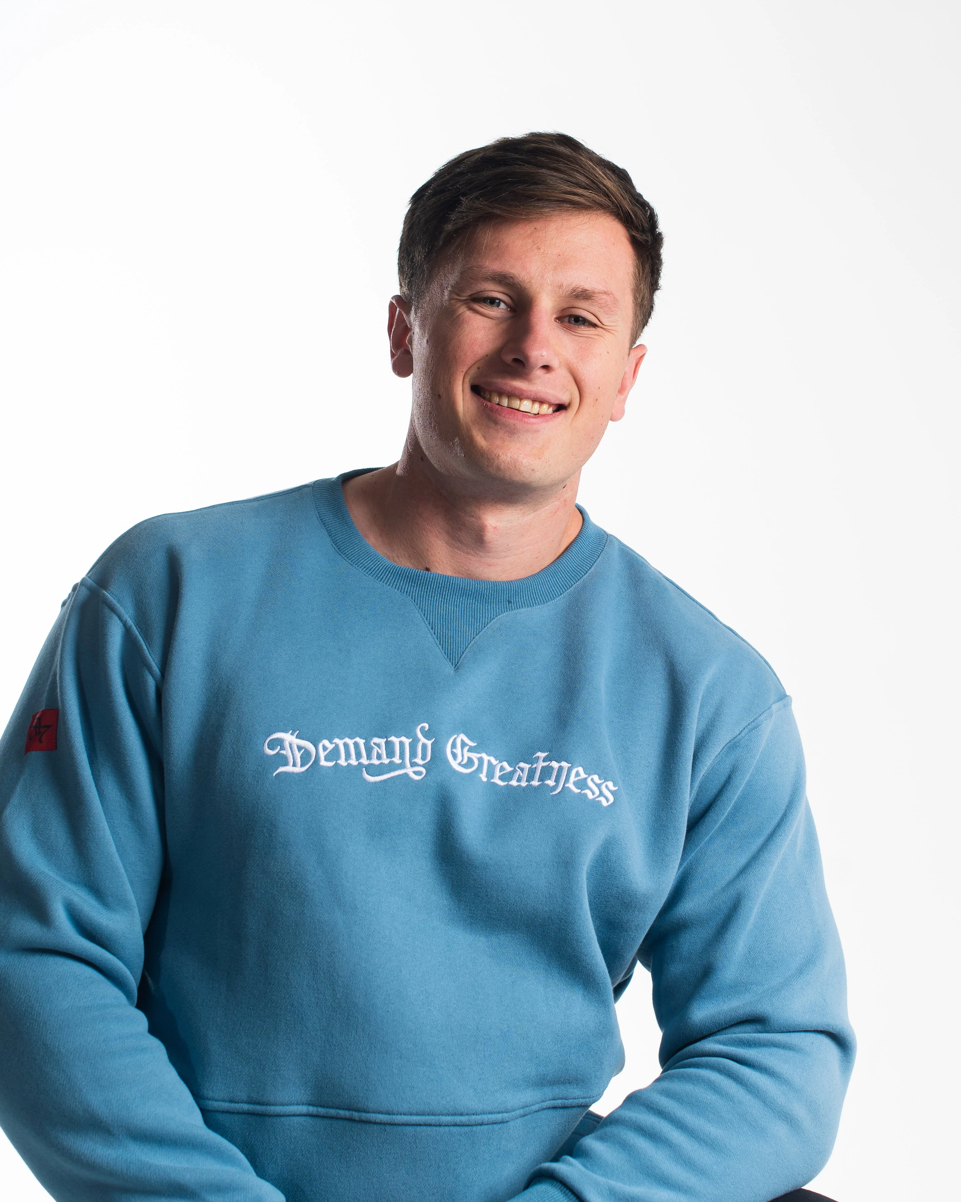 Script Oversized Non Bar Grip Crew - Slate Blue - Image 3